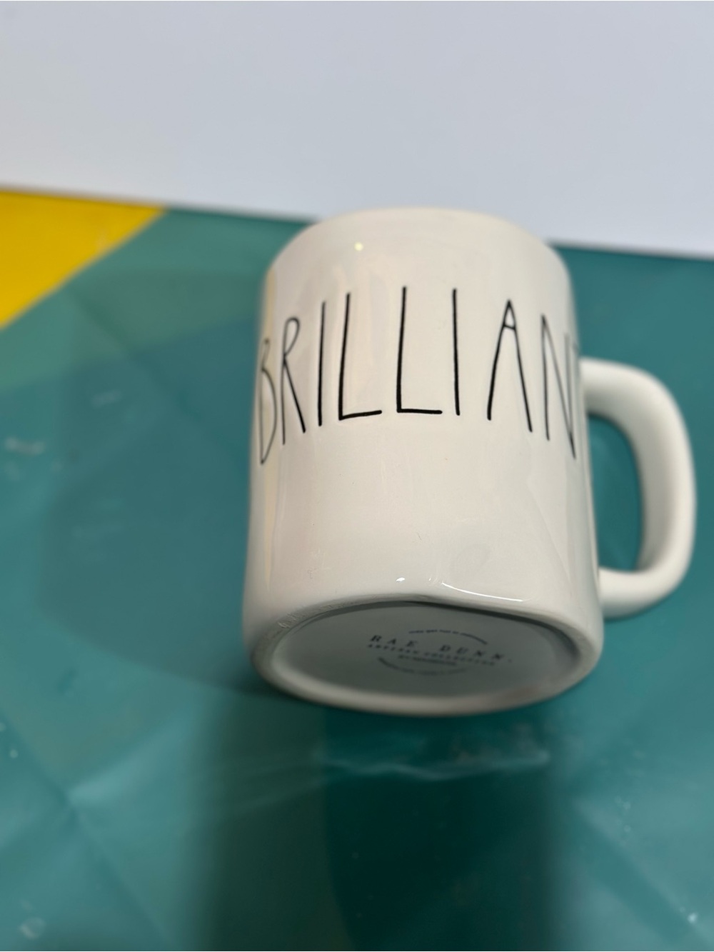 Rae Dunn White Mug with Black 'BRILLIANT' Script